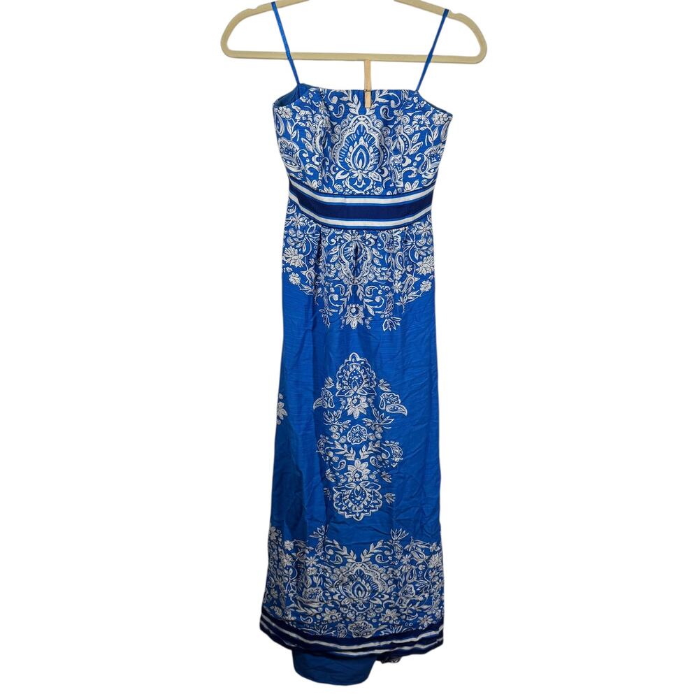 VINEYARD Vines Dress Women 0 Floral Scarf Print Strapless Maxi Dress Boho Formal